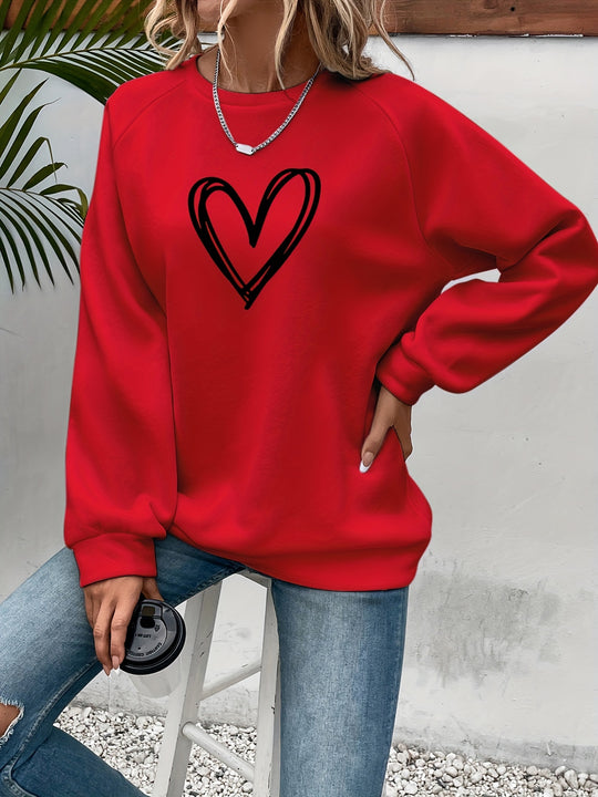 Luna | Fleece-Lined Heart Print Sweatshirt