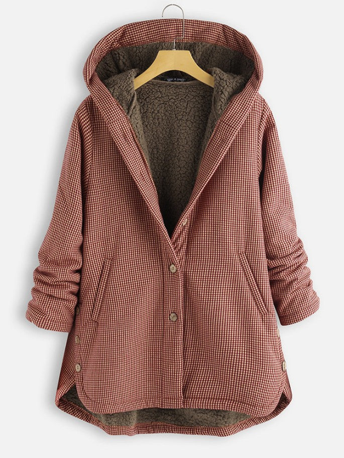 Charrie  - women's plaid hooded jacket