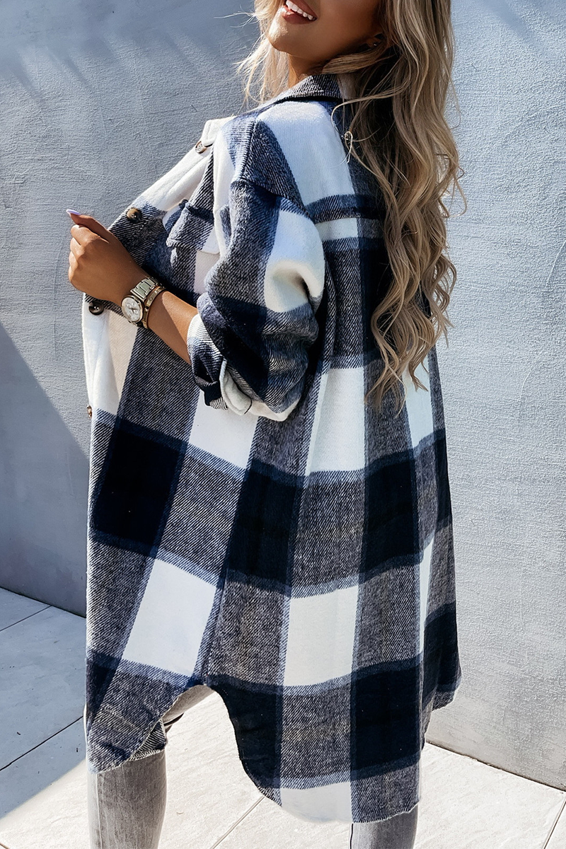 Lanikai - Casual Plaid Oversized Turndown Collar Top