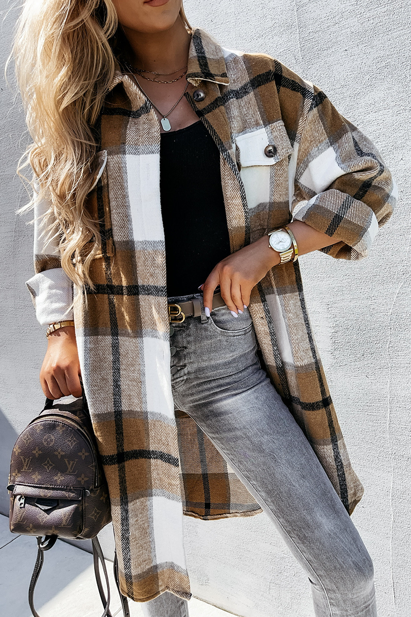 Lanikai - Casual Plaid Oversized Turndown Collar Top