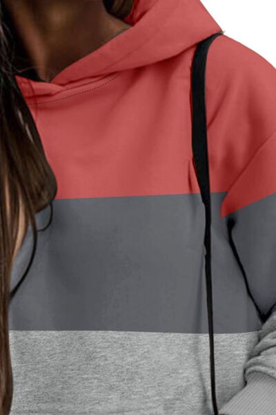 Amber - color block dropped shoulder hooded sweatshirt