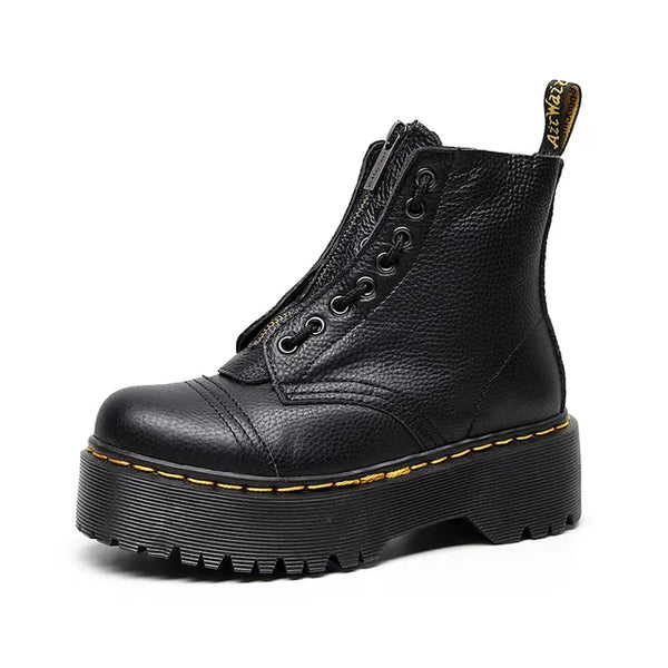 Women's 10-hole platform martin boots with front zipper