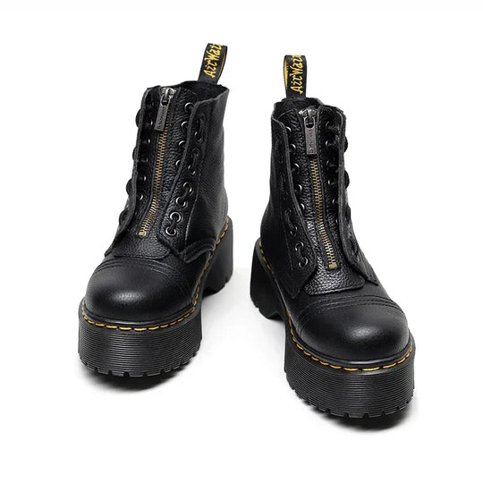 Women's 10-hole platform martin boots with front zipper