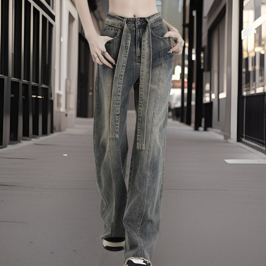 Celeste - High quality denim pants with wide legs