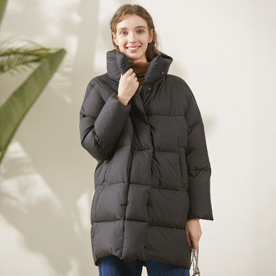 High collar padded down jacket for women