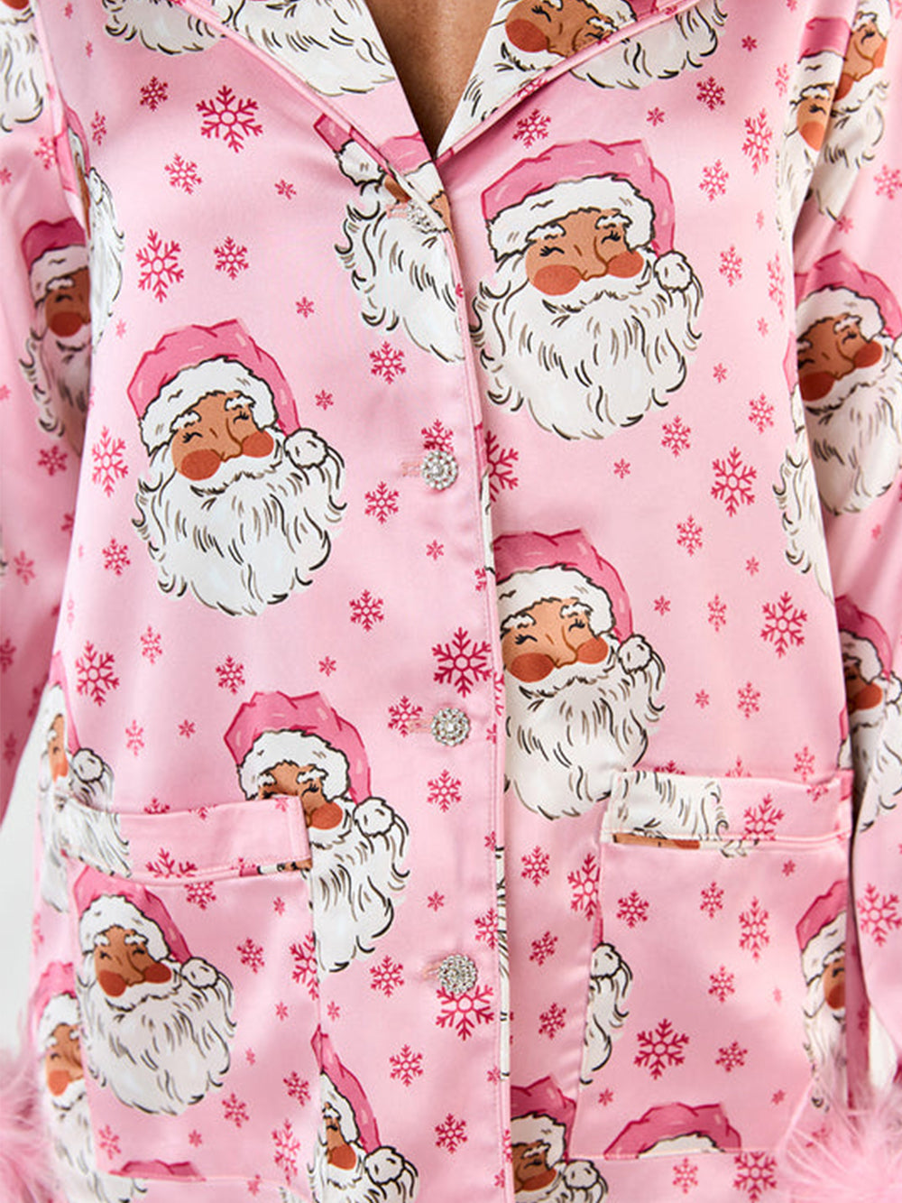 Women’s Santa-themed feather trim pajamas