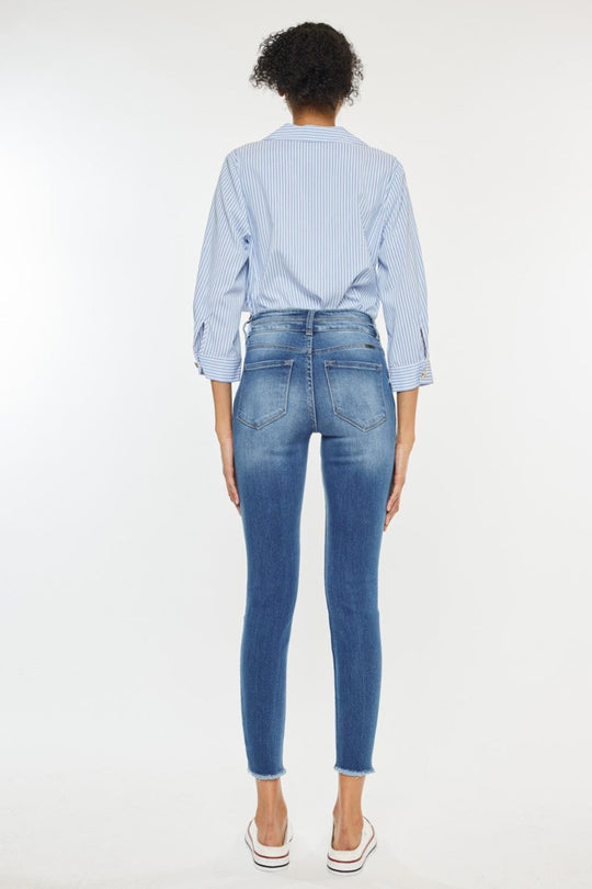 Deka - washed denim raw edge skinny pants