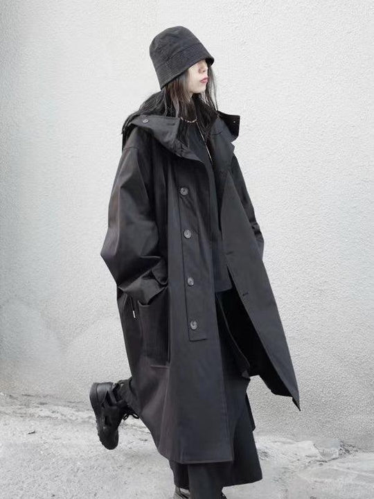 Casual hooded trench coat for women