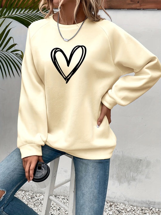 Luna | Fleece-Lined Heart Print Sweatshirt