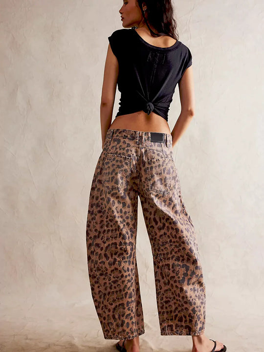 Nova | Leopard Print Barrel Jeans