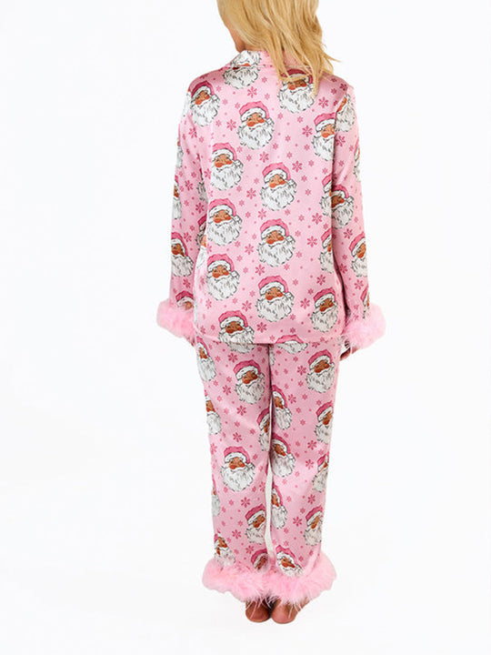 Women’s Santa-themed feather trim pajamas