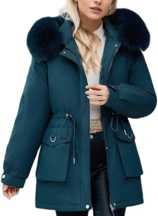 Comfortable & warm women's winter jacket with faux fur hood