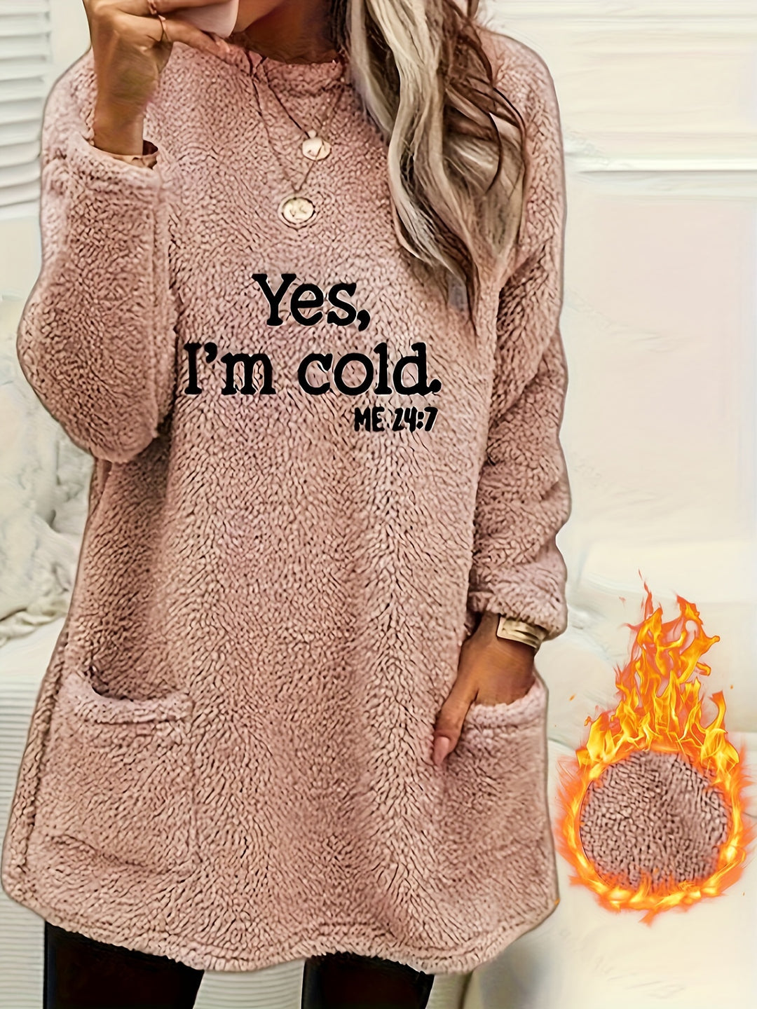 YES I'M COLD - Casual Fleece Pullover Sweatshirt with Pockets