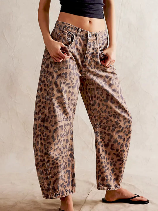 Nova | Leopard Print Barrel Jeans