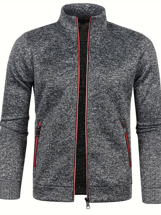 James - Elegant Mid-Stretch Zip-Up Cardigan for Men