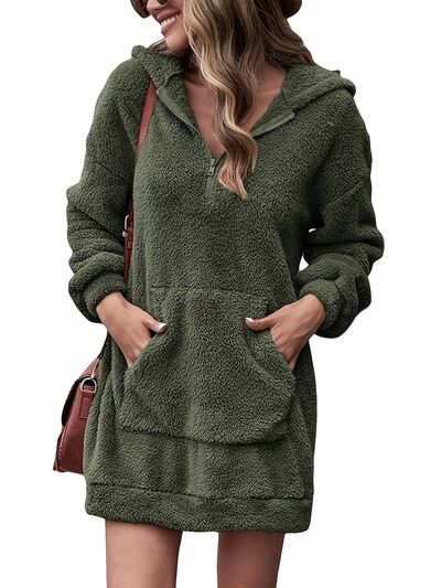 Gabriellie -  half zip dropped shoulder oversized hoodie