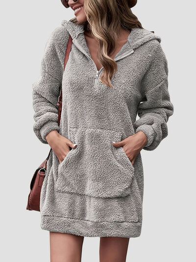 Gabriellie -  half zip dropped shoulder oversized hoodie