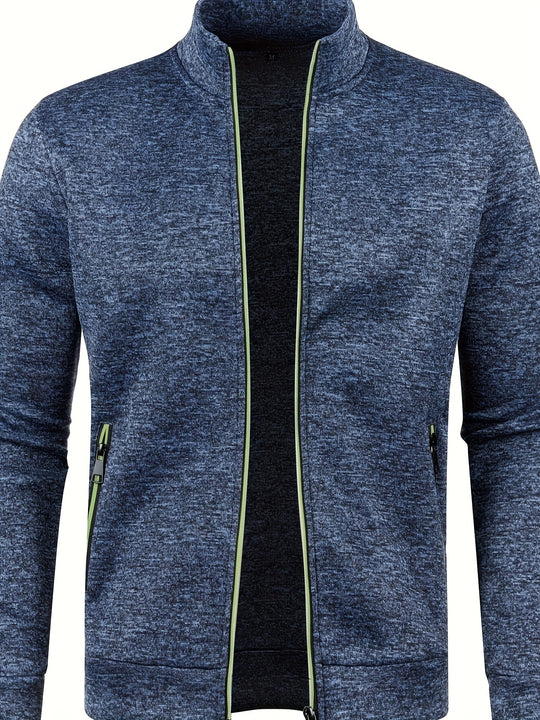 James - Elegant Mid-Stretch Zip-Up Cardigan for Men