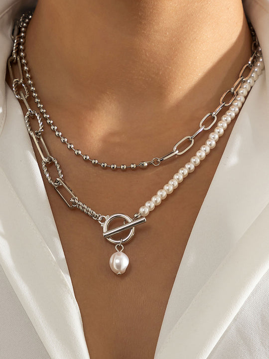 Lehua -  pearl saturn necklace set