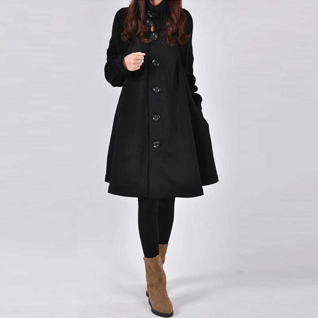 Large size mid-length loose tweed coat for women