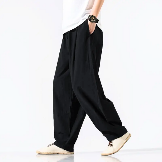 Raw Linen-Cotton One-Tone Pant