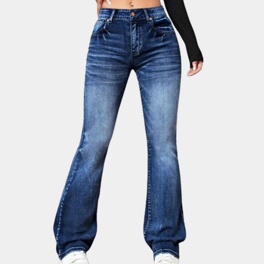 High waist flared jeans for women