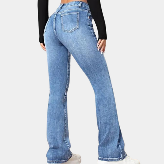 High waist flared jeans for women