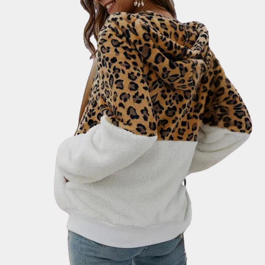 Leopard zip-up hoodie for women