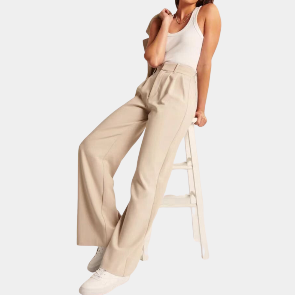 Drape belt wide leg trouser pants for women