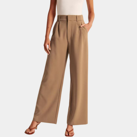 Drape belt wide leg trouser pants for women