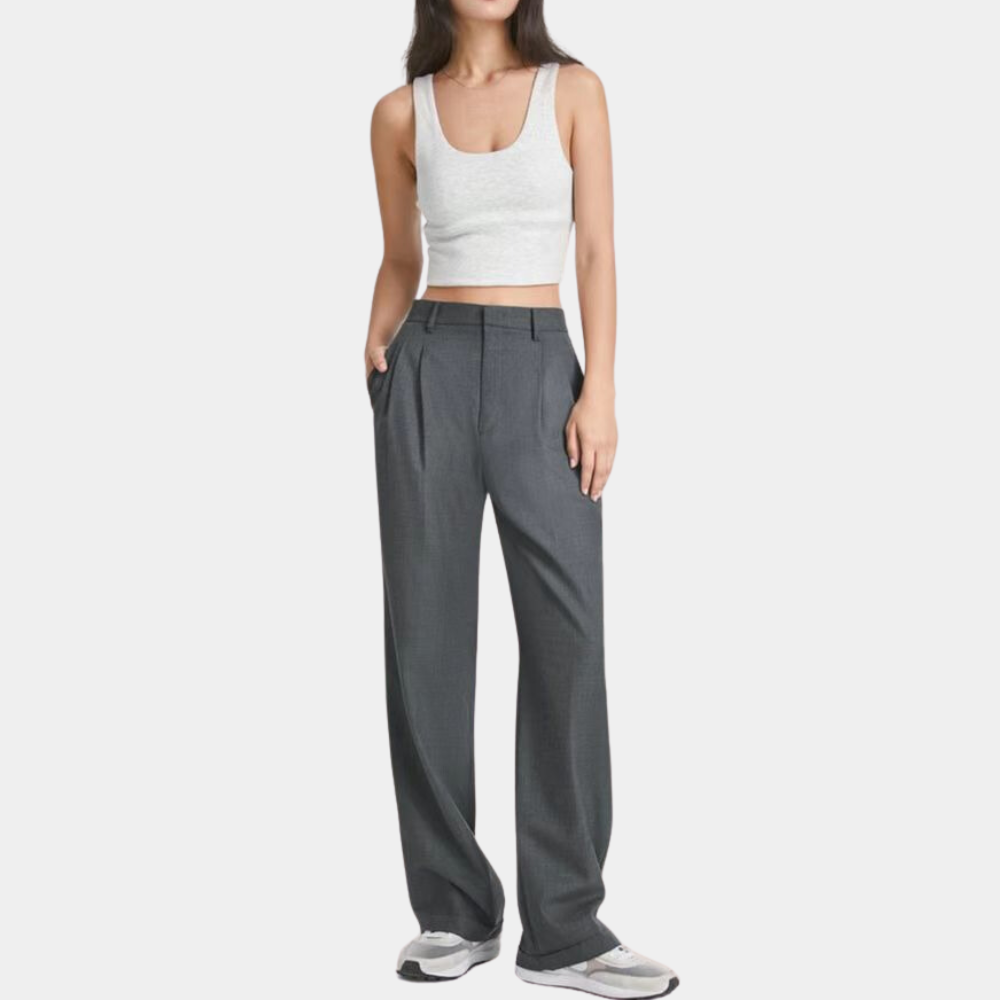 Drape belt wide leg trouser pants for women