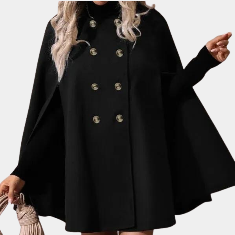 Double-breasted woolen coat for women