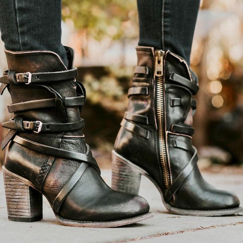 Reina - Vintage leather boots for women