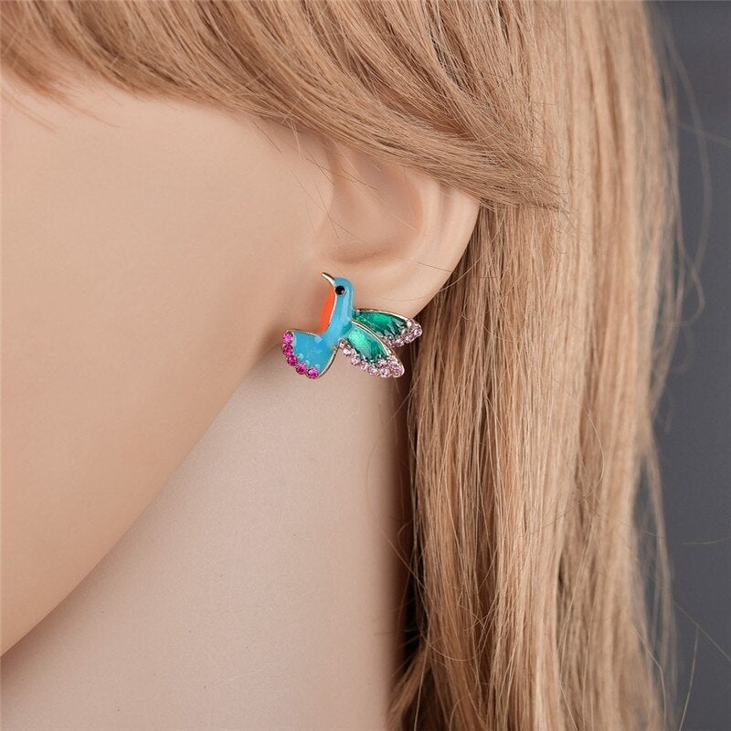 Crystal hummingbird earrings