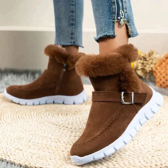 Thick mid-tube velvet suede boots for women