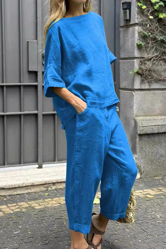 Ivy - crew neck shirt and wide leg pants set