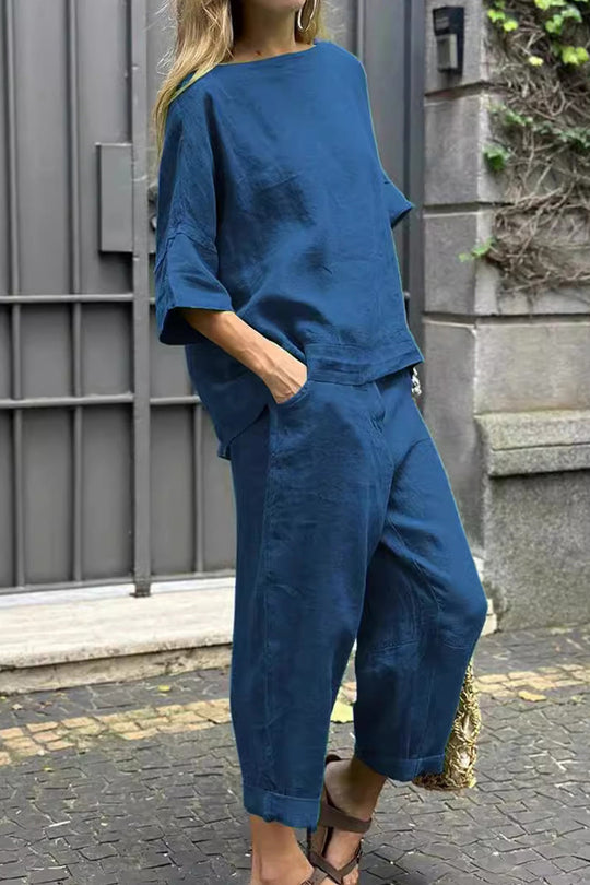 Ivy - crew neck shirt and wide leg pants set