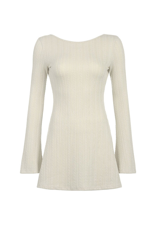 Xiomara - long flared sleeve backless cable knit dress