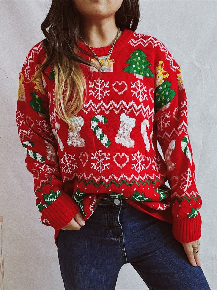 Women's Christmas cardigan with festive holiday patterns