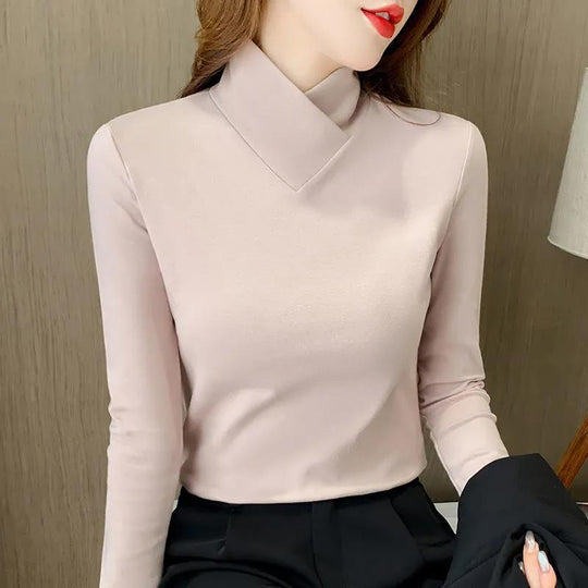 Elegant mock-neck long-sleeve top for women