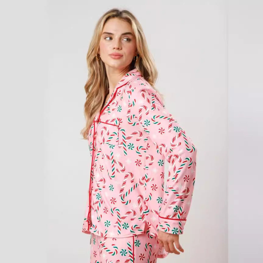 Women's Christmas pajama set with festive prints