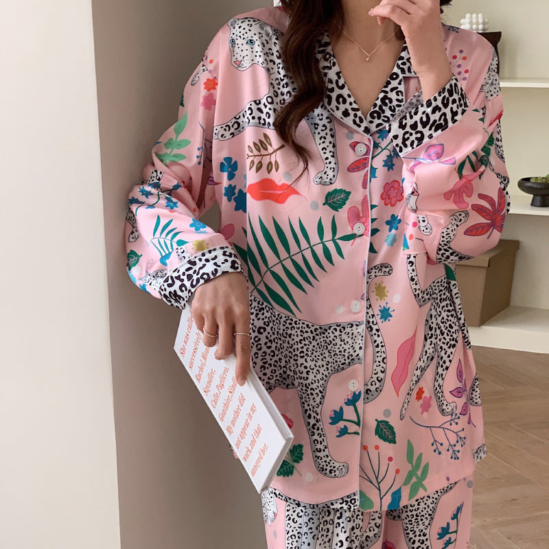 Women's floral and leopard print pajama set