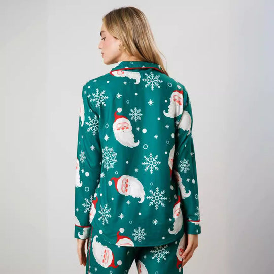 Women's Christmas pajama set with festive prints