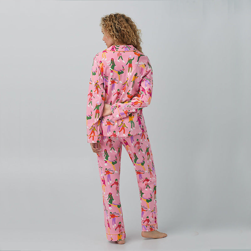 Women's pajama set with playful prints