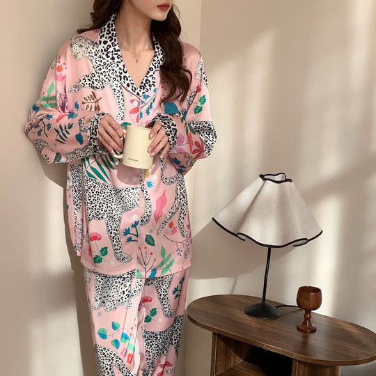 Women's floral and leopard print pajama set