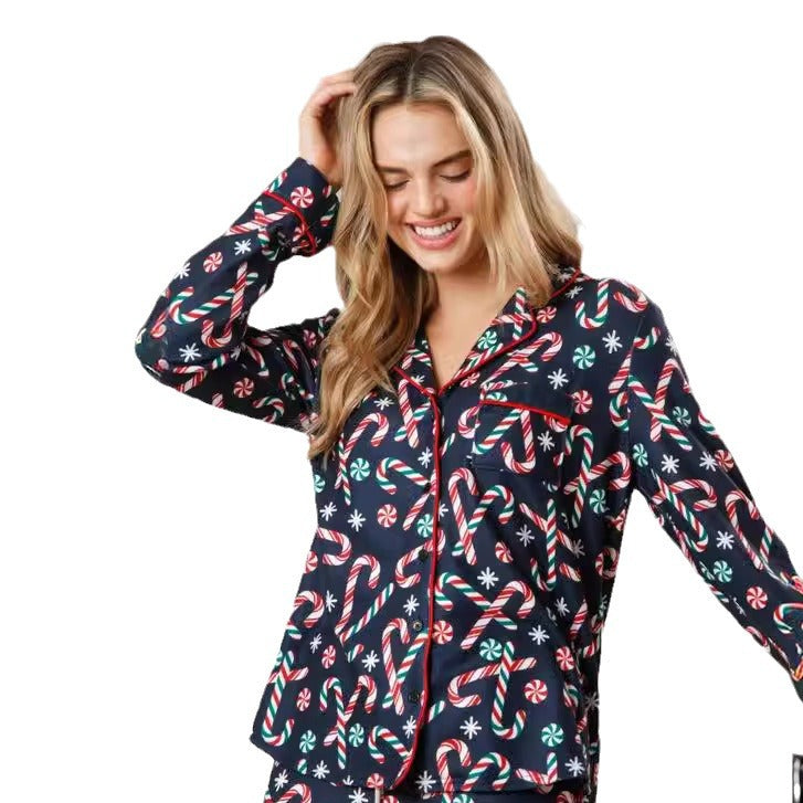 Women's Christmas pajama set with festive prints