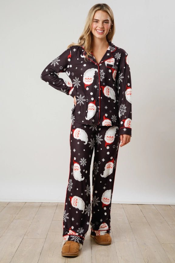 Women's Christmas pajama set with festive prints