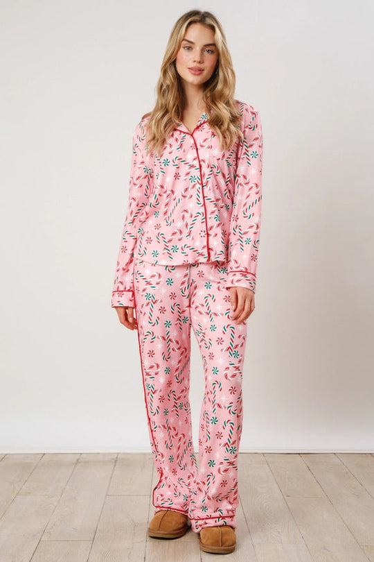 Women's Christmas pajama set with festive prints