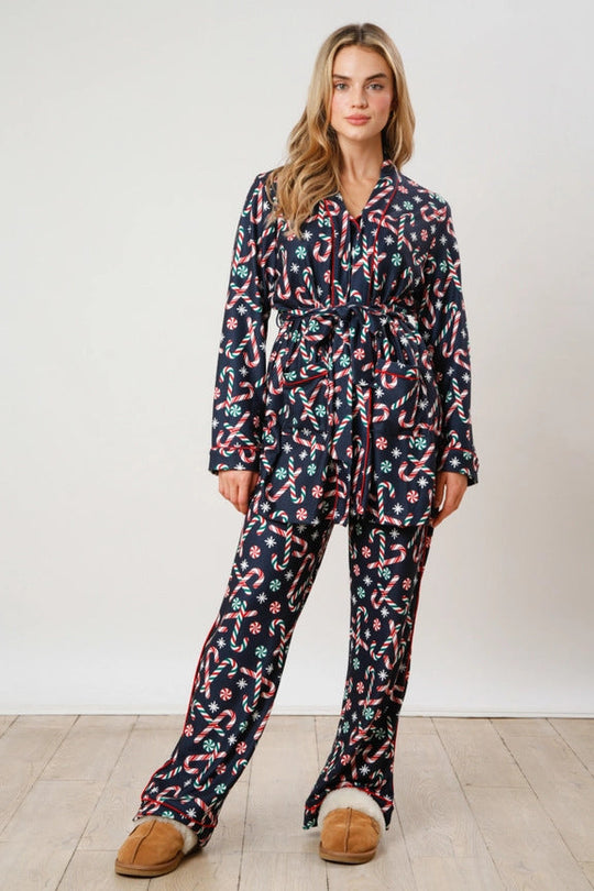 Women's Christmas pajama set with festive prints