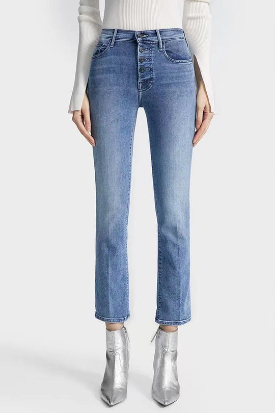 Delaila - high waist straight leg cropped jeans